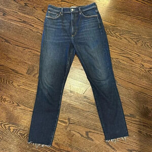AGOLDE Pinch Skinny High Waist in Dark Blue Denin with frayed hem size 29